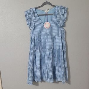 Umgee Kids Sky Blue and White Dress
